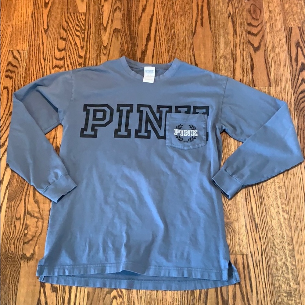 Grey Victoria’s Secret PINK long sleeve campus tee